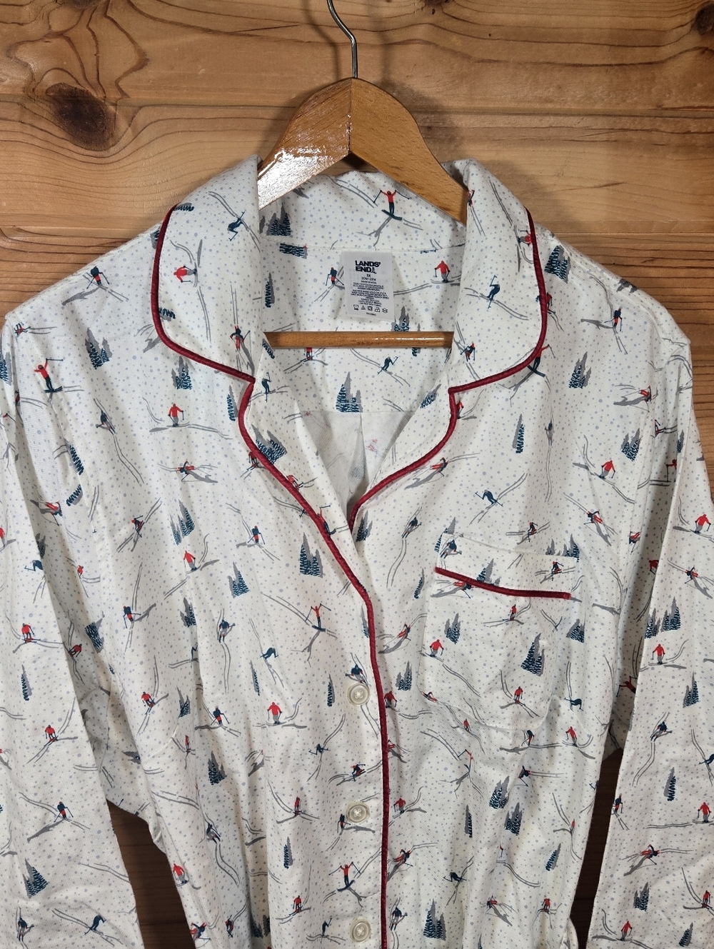 Lands' End Women's Flannel Pajama Shirtdress Sleep Shirt Robe White 2X XXL 20-22